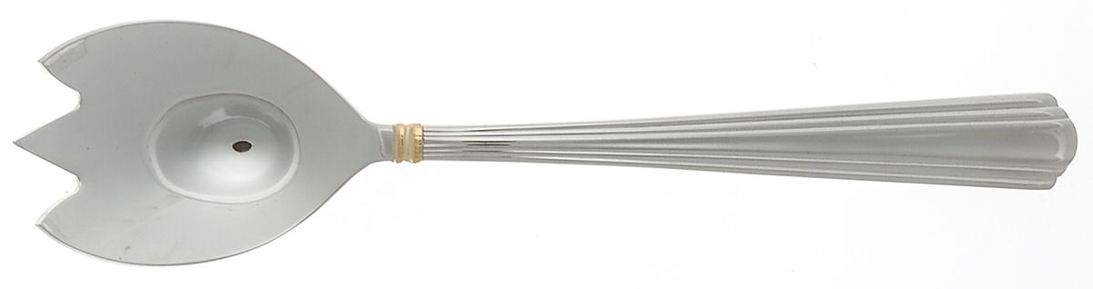 SMD2 (Stainless, Gold Accent) Pierced Tablespoon (Serving Spoon) by Carl John Schmidt-1