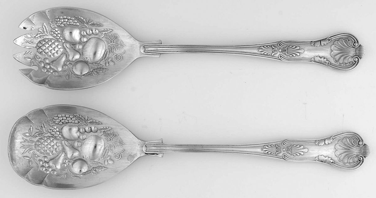 Queens (Silverplate) (2 Pc) Solid Salad Set by Sheffield Silver Co (England)-1