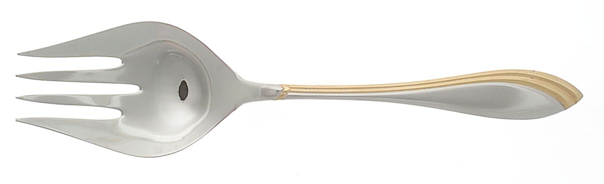 SJM1 (Stainless, Gold Accent) Medium Solid Cold Meat Serving Fork by St. James-1