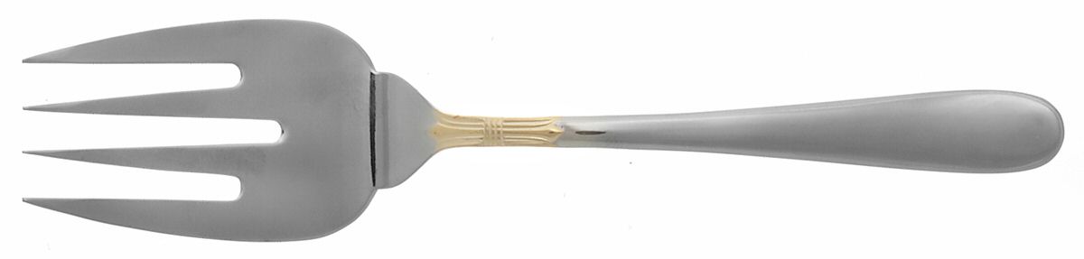 SMD6G (Stainless, Gold Accent) Medium Solid Cold Meat Serving Fork by Carl John Schmidt-1