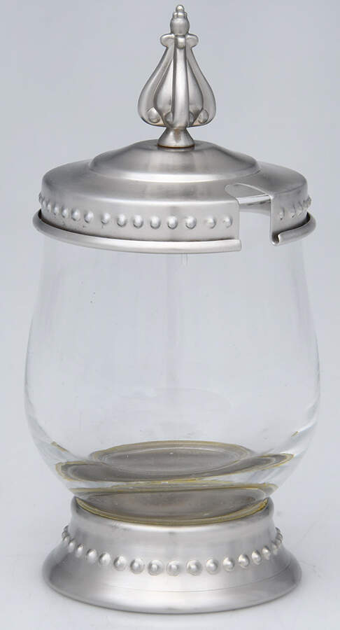 Astoria (Stainless, Hollowware) Glass Sugar with Metal Lid & Base by Southern Living-1