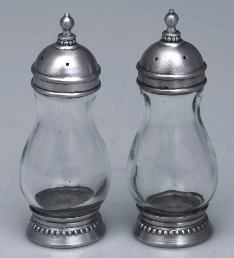 Astoria (Stainless, Hollowware) Crystal Salt & Pepper W/Metal Top & Base by Southern Living-1