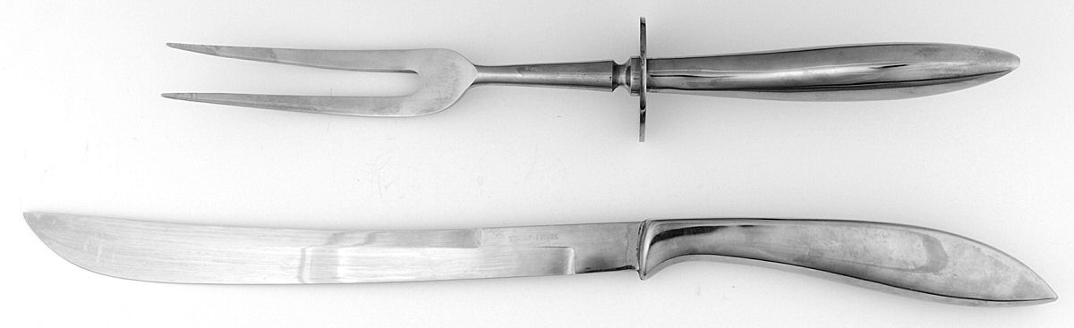 SOO14 (Stainless) Large 2-Piece Roast Carving Set w/Stainless Blade by Sohnaco-1