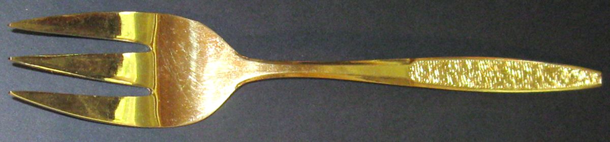 Leslie (Gold, Electroplated) Small Solid Cold Meat Serving Fork by Stanley Roberts-1