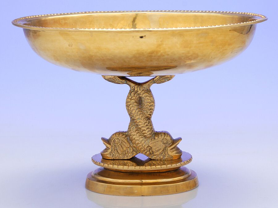 Brass Hollowware 12" Oval Pedestal Centerpiece by Sadek-1