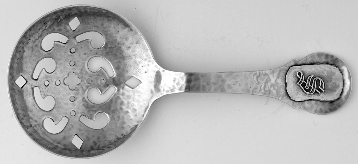 SHR21 (Sterling) Small Pierced Nut Serving Spoon by Shreve Silver-1