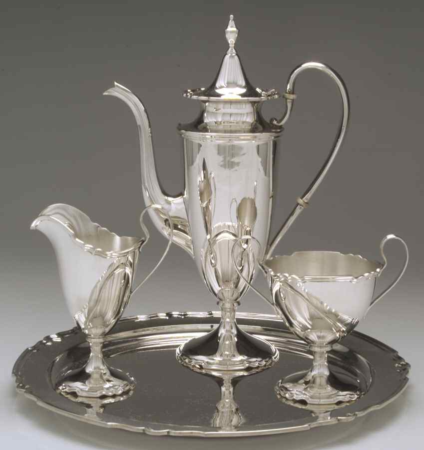 7809 (Sterling, Hollowware) (4 Pc) Demi Set (SDEP,SCRM,SSUOM,STRDEM) by Shreve Silver-1
