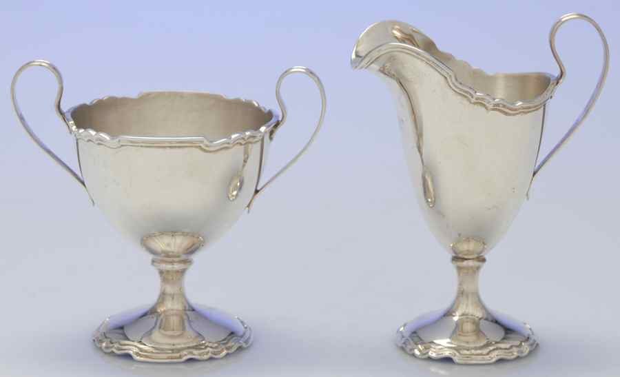 7809 (Sterling, Hollowware) Mini Sterling Creamer and Open Sugar by Shreve Silver-1