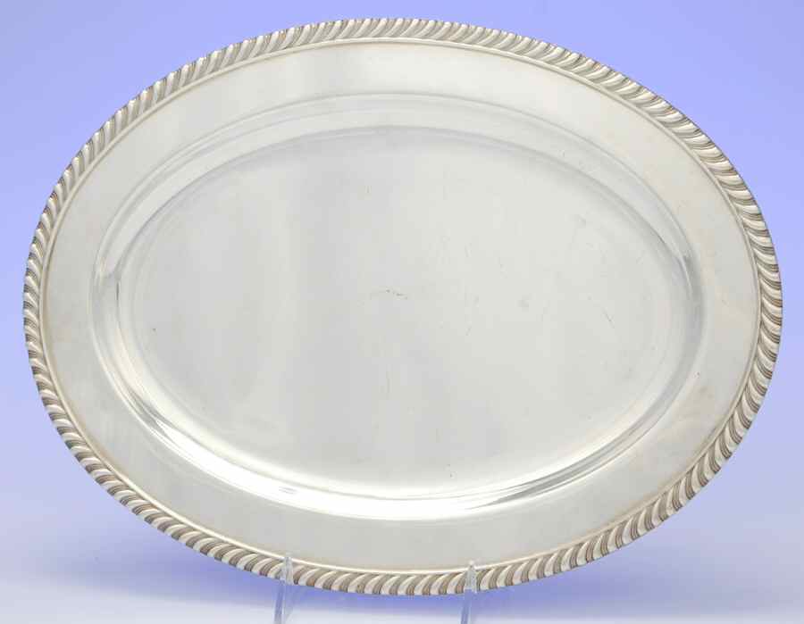 5-165 (Silverplate, Hollowware) Medium Plated Footed Platter No Well by Sheffield Silver Co (USA)-1