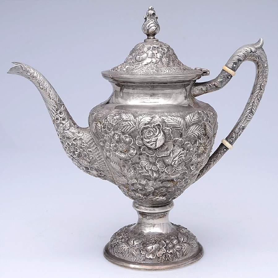 Baltimore Rose (Strl, 1905, Hollowware) Teapot by Schofield-1