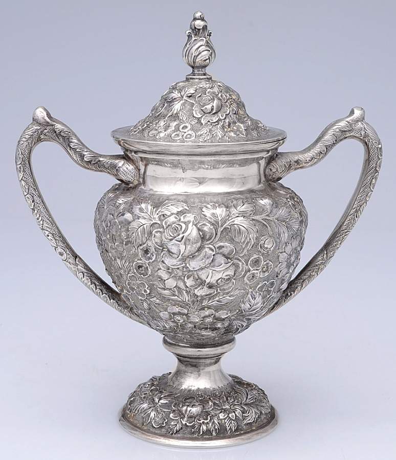 Baltimore Rose (Strl, 1905, Hollowware) Sugar Bowl & Lid by Schofield-1