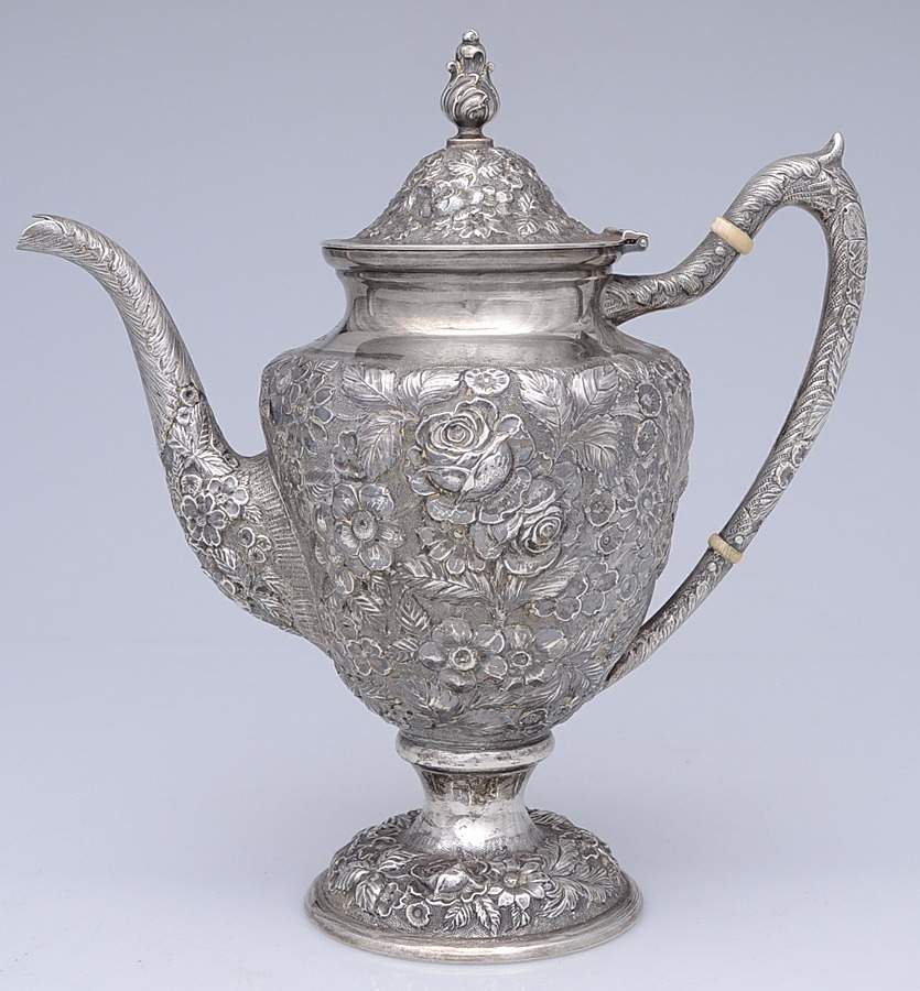 Baltimore Rose (Strl, 1905, Hollowware) Coffee Pot by Schofield-1