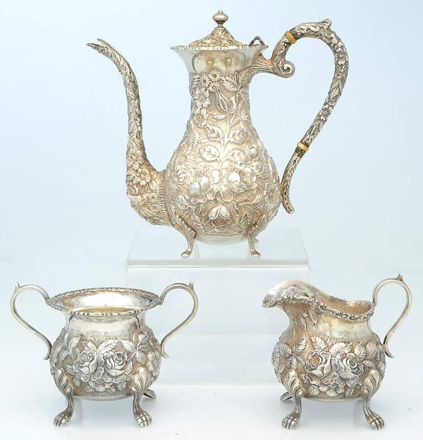 Baltimore Rose (Sterling, Hollowware) 3 Pc Demi Set-(SDEP,SSUD,SCRD) by Schofield-1