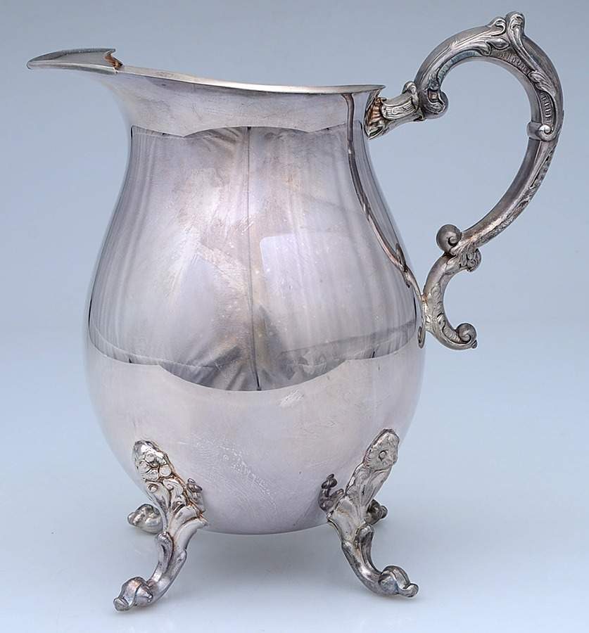 SDN17 (Silverplate, Holloware) Plated Water Pitcher with Ice Lip by Sheridan Silver Co-1