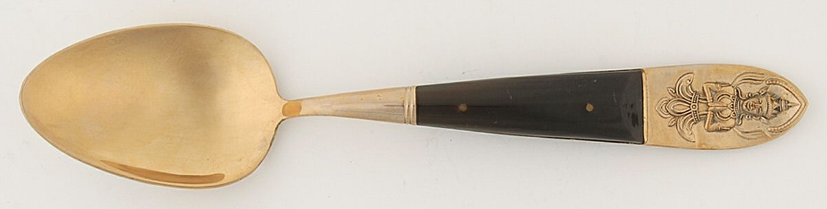 Siam (Brass)-Black Handle, Sitting Buddha Place/Oval Soup Spoon by Unknown Mfg Silver-1