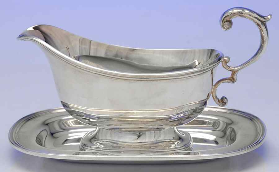 13-35 (Silverplate, Hollowware) Plated Gravy Boat & Underplate by Sheffield Silver Co (USA)-1