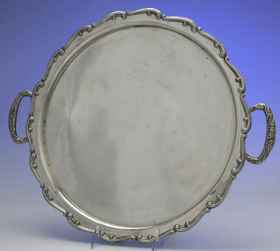 Pewter Hollowware 14" Round Handled Tray by Schohaus-1