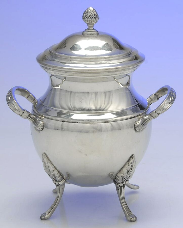 S4O1 (Pewter, Hollowware) Sugar Bowl with Lid by Schohaus-1