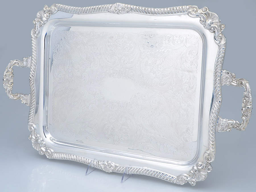 Shell & Gadroon (Silverplate, Hollowware) 19" Waiter Tray by Sheridan Silver Co-1