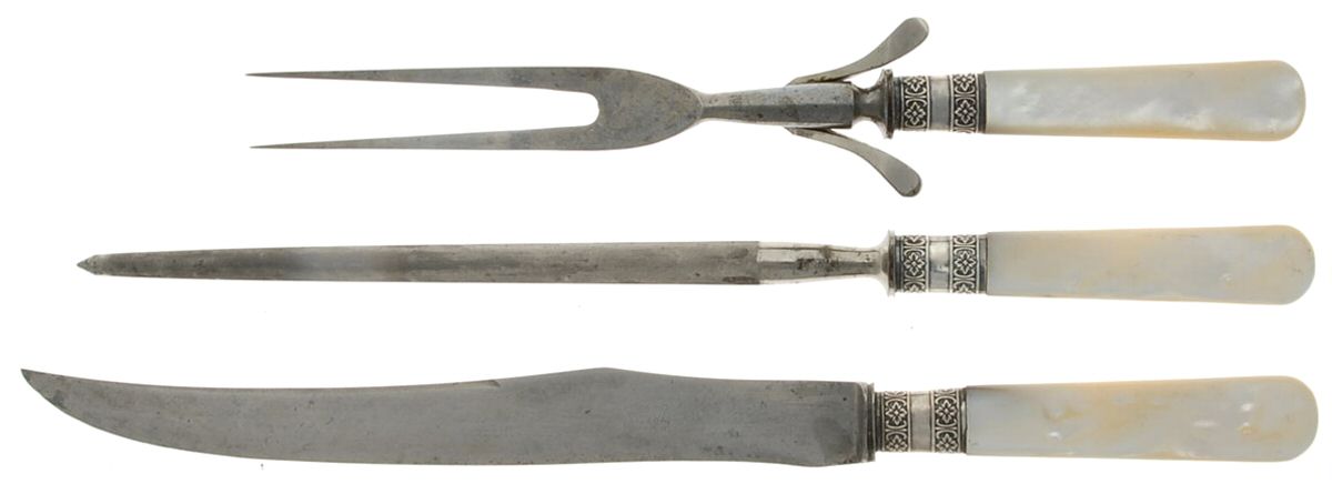 Pearl Handle Flatware 1 (Sterling) Pearl Handle Small Stnls Bld,Steak 3Pc Carving Set by Simmons Hardware -1