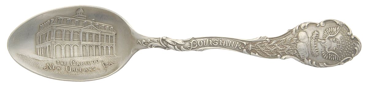 States & Cities Souvenir Spoons(Sterling) Louisiana Teaspoon by Shepard Mfg Co-1