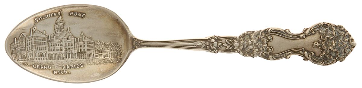 States & Cities Souvenir Spoons(Sterling) Michigan Five O'Clock Spoon by Shepard Mfg Co-1