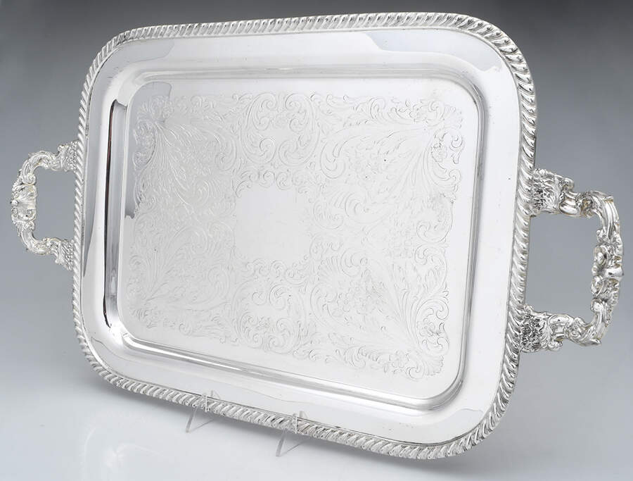 SDN19 (Silverplate, Hollowware) Medium Footed Waiter Tray by Sheridan Silver Co-1