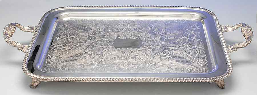 SDN19 (Silverplate, Hollowware) Large Footed Waiter Tray by Sheridan Silver Co-1
