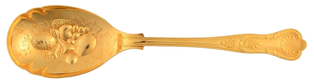 Kings (Gold Electroplate) Solid Salad Serving Spoon by Sheffield Original-1