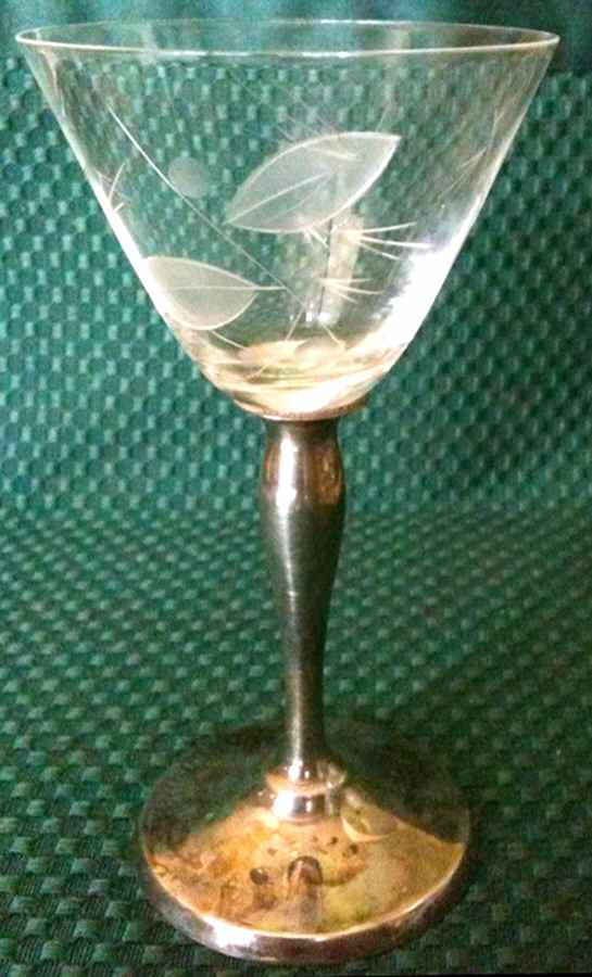 10560 (Sterling, Hollowware) Glass Liquor Cocktail with Metal Stem by Shreve Silver-1