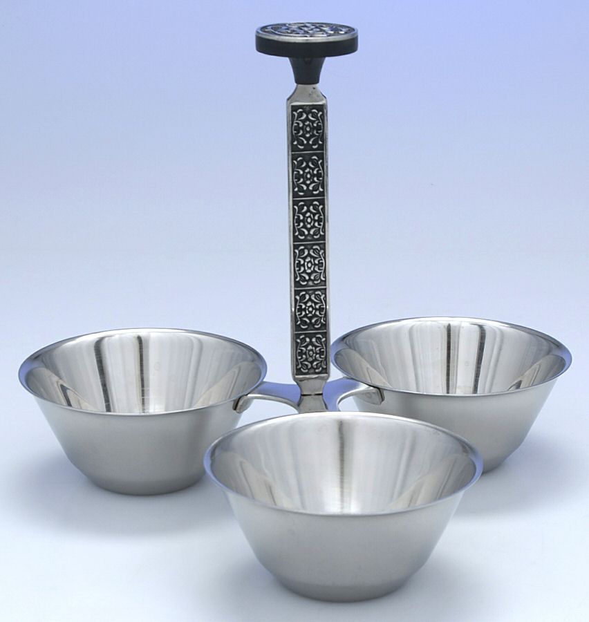 Velvet (Stainless, Hollowware) Condiment Bowl Set-Metal Stand by Stanley Roberts-1