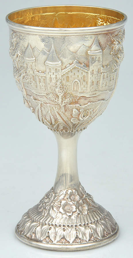 Baltimore Rose Landscape (Sterling, Hollowware) Water Goblet by Schofield-1