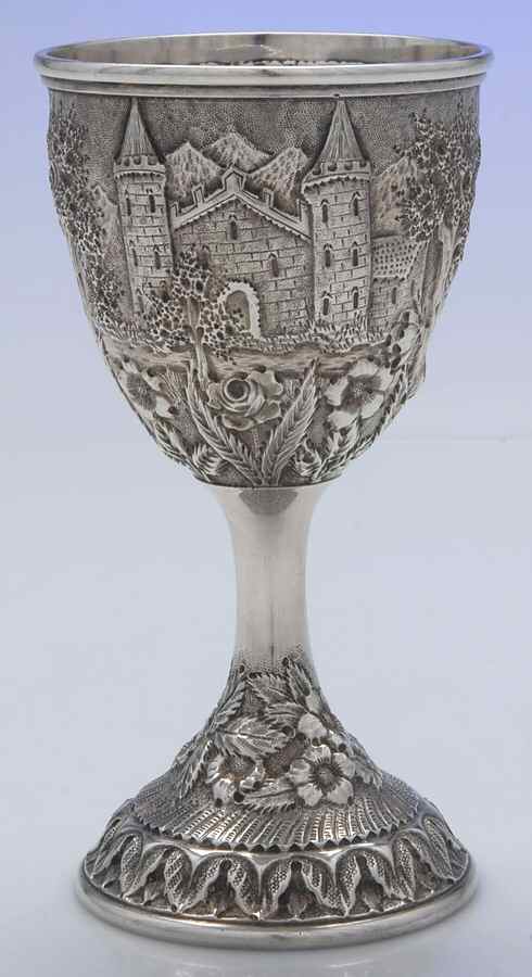 Baltimore Rose Landscape (Sterling, Hollowware) Water Goblet by Schofield-1