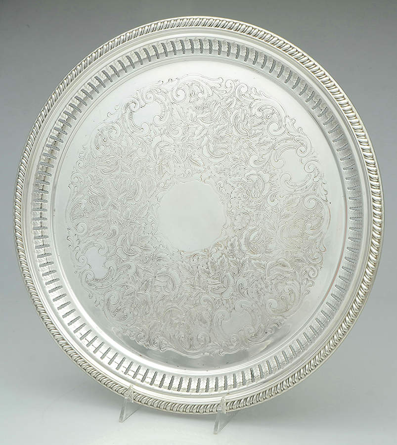 5-331 (Silverplate, Hollowware) 14" Pierced Round Tray by Sheffield Silver Co (USA)-1