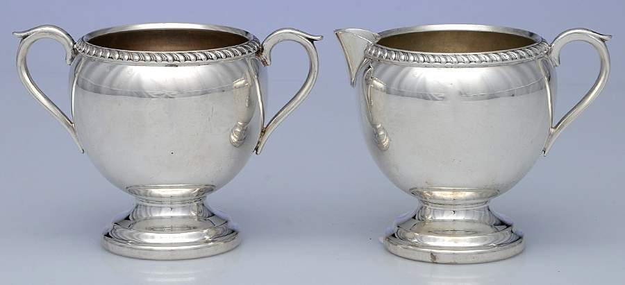 17G (Silverplate, Hollowware) Creamer & Open Sugar Set by Sheffield Silver Co (USA)-1