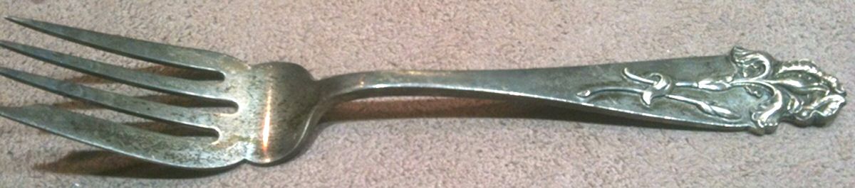 SHR24 (Sterling) Small Solid Cold Meat Serving Fork by Shreve Silver-1