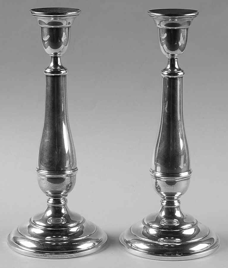 1128 (Sterling, Hollowware) Pair of 9" Weighted Candlesticks by Shreve Crump & Low-1