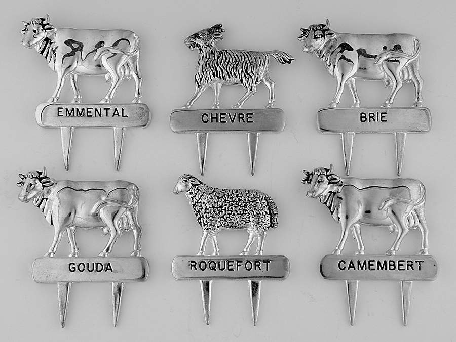 Silverplate Hollowware (Set of 6 Motifs) Cheese Markers by Silea-1