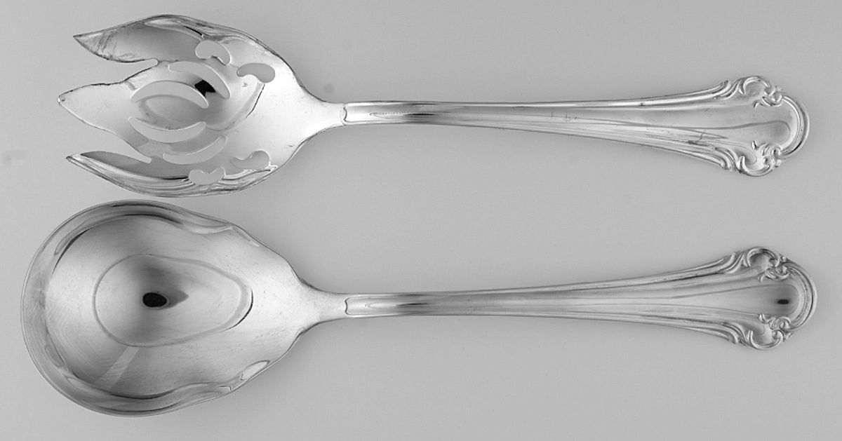 Chippendale (Silverplate) (2 Pc) Solid Salad Set by Sheffield-Italy-1