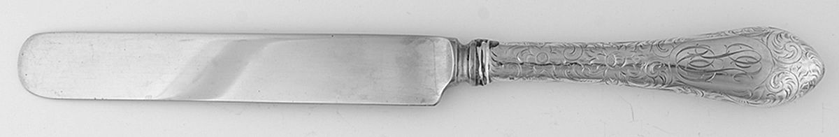 SVU11 (Sterling) Monogram Hollow Handle Bolster Blunt Knife by Shreve Crump & Low-1
