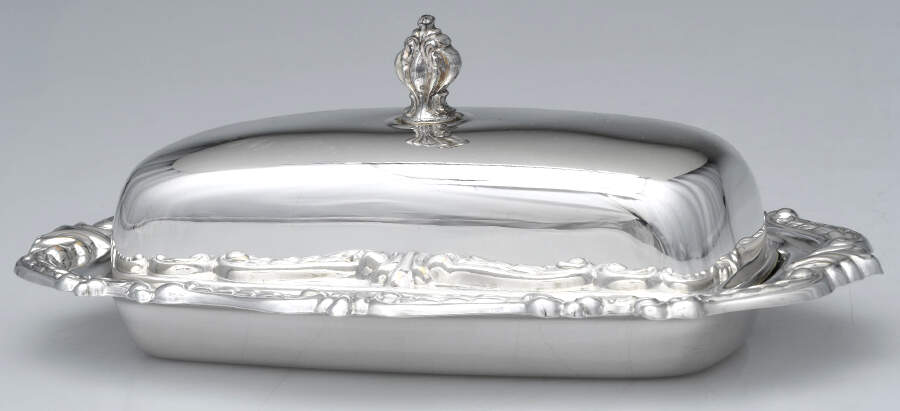 Baroque (Silverplate, Hollowware) 1/4 Pound Covered Butter by Sheridan Silver Co-1
