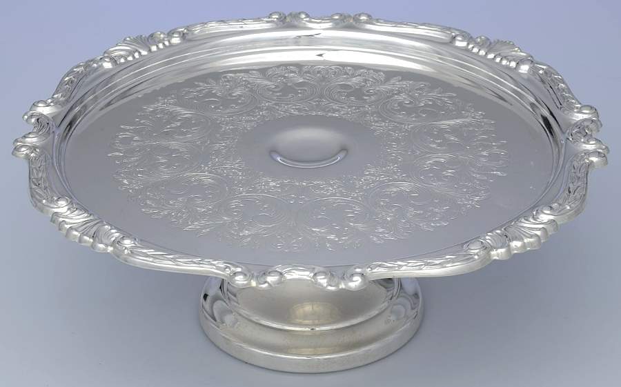 Baroque (Silverplate, Hollowware) 12" Diameter Pedestal Cake Stand by Sheridan Silver Co-1