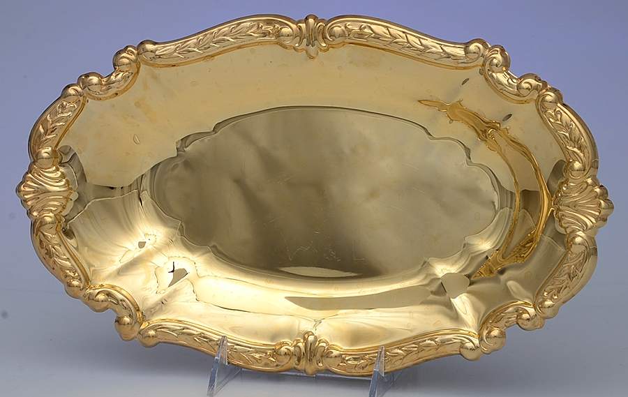 Gold Baroque (Gold Electroplate, Hollowware) 13" Bread Tray by Sheridan Silver Co-1