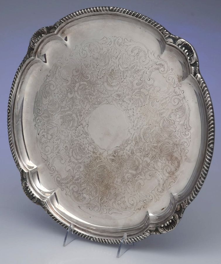 2-330 (Silverplate, Hollowware) 14" Round Tray by Sheffield Silver Co (USA)-1
