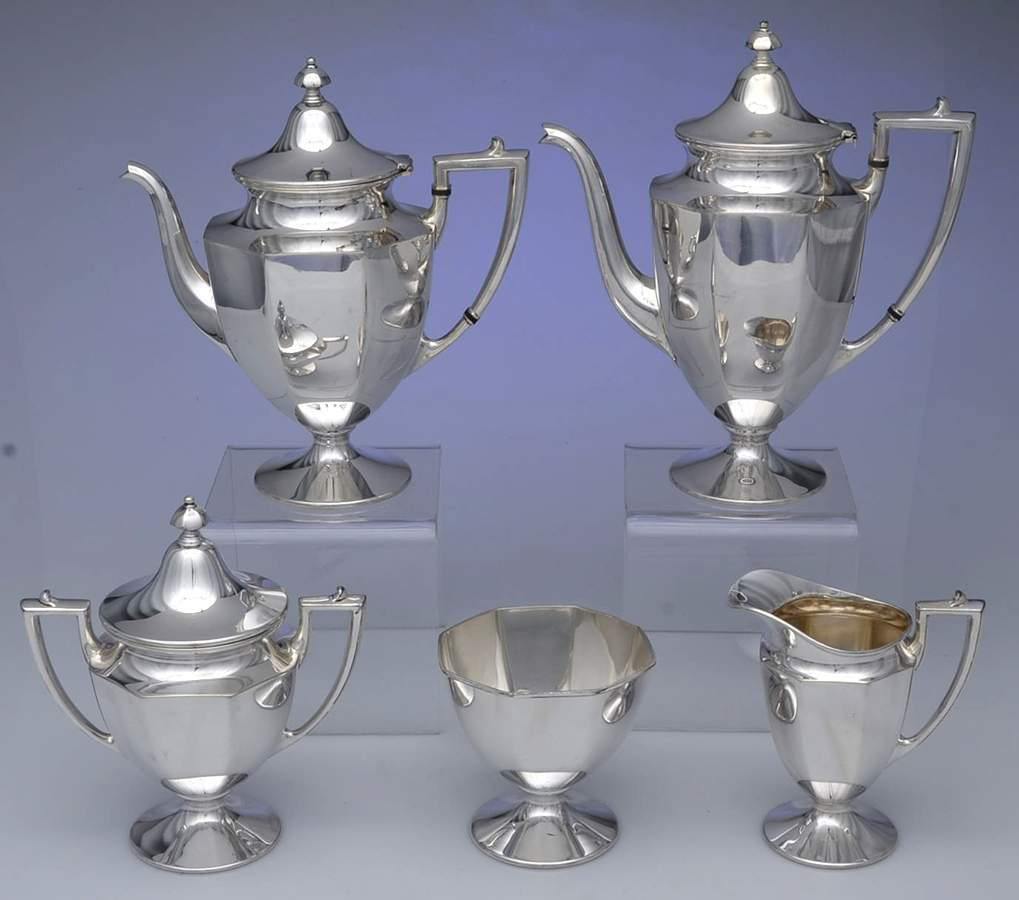 0628 (Silverplate, Hollowware) 5-Piece Plated Tea Set (with Waste) by Sheffield Silver Co (USA)-1