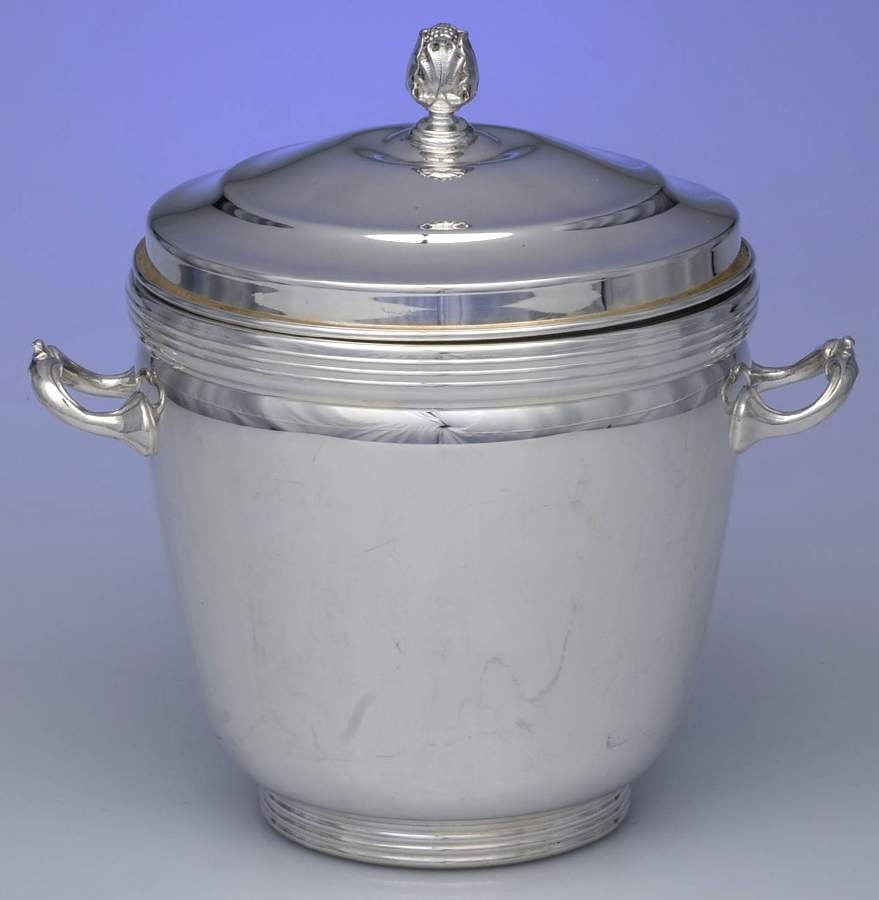 312 (Silverplate, Hollowware) Ice Bucket & Glass Liner by Sheffield Silver Co (USA)-1