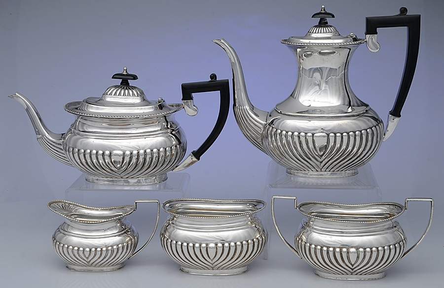 SSD18 (Silverplate, Hollowware) 5 Piece Tea Set (PCP, PTP, PCR, PSUO, PWB) by Sheffield Silver Co (England)-1