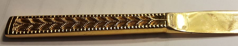 SRB288 (Gold Electroplate) Modern Solid Knife by Stanley Roberts-1