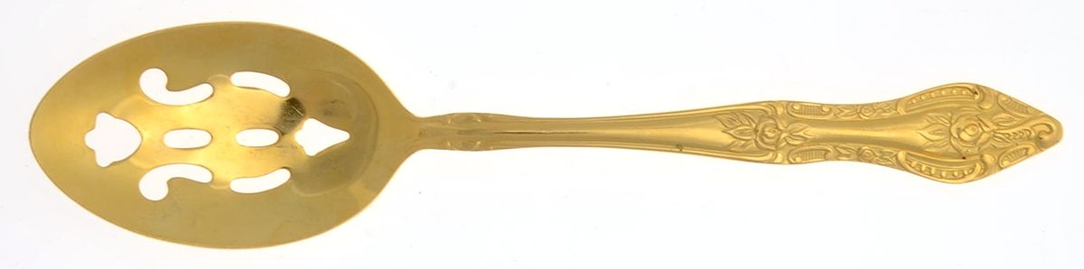 Golden Dynasty (Single Floral End) Pierced Tablespoon (Serving Spoon) by Stanley Roberts-1