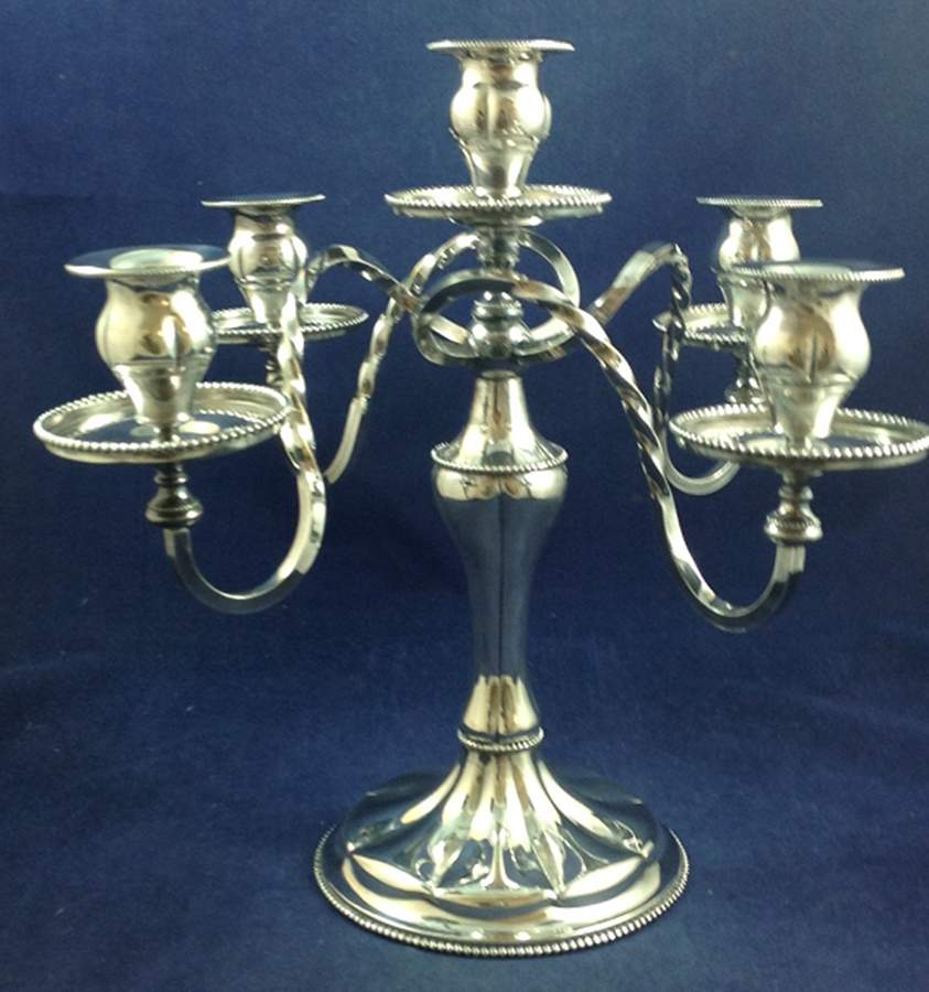 11 (Silverplate, Hollowware) 12" 5 Light Candelabra by Silver City-1